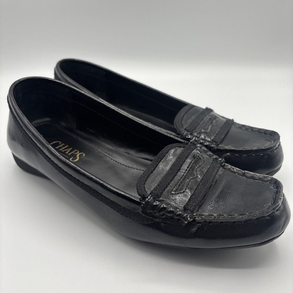 Chaps Women's Gilda Loafers Shoes‎ Synthetic Leather Slip On Black Size 7.5B